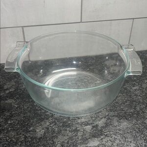 Pyrex FRANCE Clear Glass Baking Dish with Handles #457 2qt